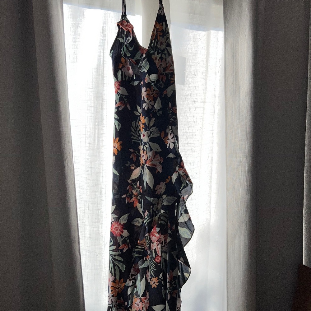 Vici Ellanora Satin Ruffle Maxi Dress